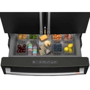 Cafe 36 in. 28.7 cu. ft. Smart 4-Door French Door Refrigerator with Internal Water Dispenser - Matte Black, Matte Black, hires