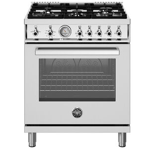 Bertazzoni Professional Series 30 in. 4.7 cu. ft. Convection Oven Freestanding Natural Gas Range with 5 Sealed Burners - Stainless Steel, , hires