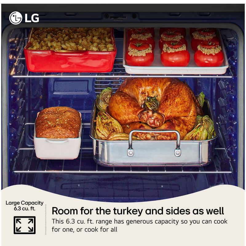 LG 30 in. 6.3 cu. ft. Smart Air-Fry True European Convection Electric Range with Radiant Burners - PrintProof Stainless Steel, , hires