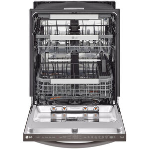 LG 24 in. Smart Built-In Dishwasher with Top Control, 42 dBA Sound Level, 15 Place Settings, 10 Wash Cycles & Sanitize Cycle - Black Stainless Steel, Black Stainless Steel, hires