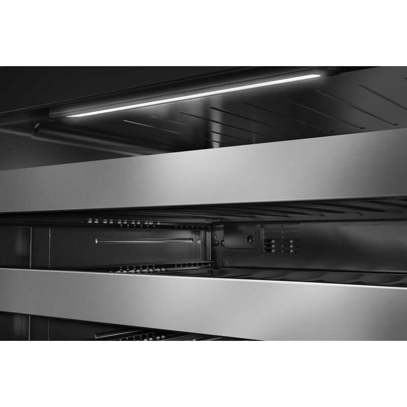 KitchenAid 24 in. Undercounter Left Hinged Wine Cooler with Metal Racks, Dual Temperature Zone(s) & 46-Bottle Capacity - Stainless Steel with Black Cabinet, , hires