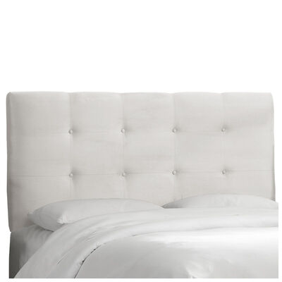 Skyline Furniture Tufted Micro-Suede Fabric Queen Size Upholstered Headboard - White | 792QPRMWHT