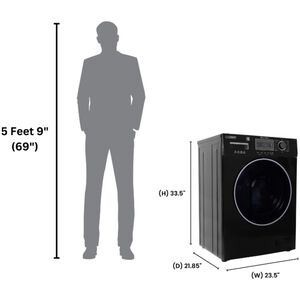 Equator Compact 24 in. 1.57 cu. ft. Stackable Front Load Washer with Pet & Sanitize Cycle - Black, , hires