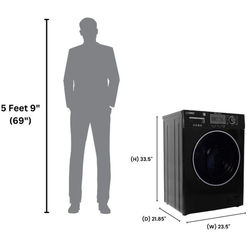 Equator Compact 24 in. 1.57 cu. ft. Stackable Front Load Washer with Pet & Sanitize Cycle - Black, , hires