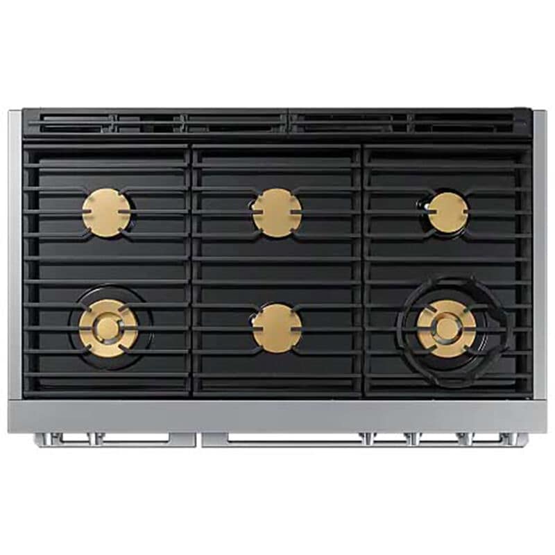 Dacor Transitional 48 in. 7.7 cu. ft. Smart Air Fry Dual Convection Double Oven Gas Range with 6 Sealed Burners - Silver Stainless, , hires