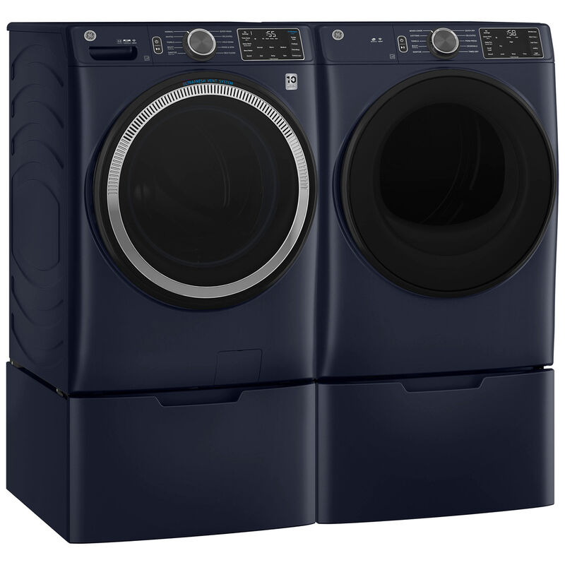 GE 28 in. 4.8 cu. ft. Smart Stackable Front Load Washer with UltraFresh Vent System with OdorBlock, Microban Antimicrobial Technology & Sanitize with Oxi - Sapphire Blue, Sapphire Blue, hires