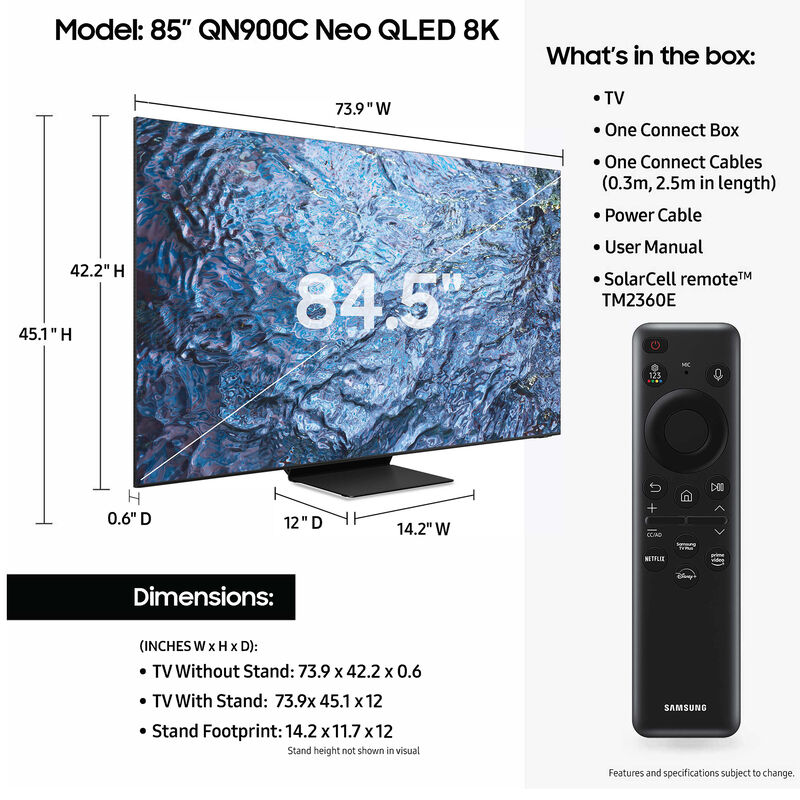 Samsung - 85" Class QN900C Series Neo QLED 8K UHD Smart Tizen TV, , hires