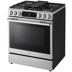 LG 30 in. 6.3 cu. ft. Smart Air-Fry True European Convection Slide-In Gas Range with 5 Sealed Burners & Griddle - PrintProof Stainless Steel, , hires