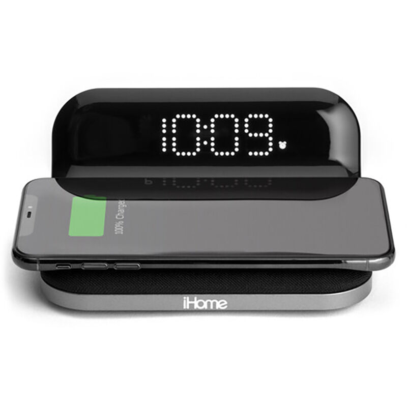 iHome Compact Alarm Clock with Qi Wireless and USB Charging, , hires