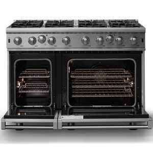 Viking 5 Series 48 in. 6.1 cu. ft. Standard Convection Double Oven Gas Range with Open Burners - Stainless Steel, , hires