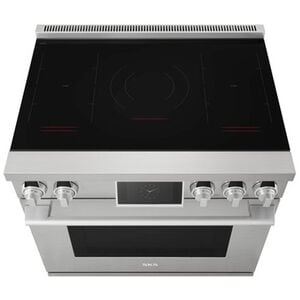 Signature Kitchen Suite 36 in. 6.3 cu. ft. Smart Air-Fry Standard Convection Steam Electric Range with 5 Induction Burners - Stainless Steel, , hires