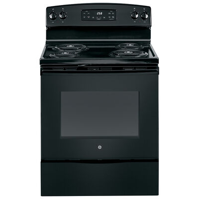 GE 30 in. 5.3 cu. ft. Oven Freestanding Electric Range with 4 Coil Burners - Black | JB258DMBB
