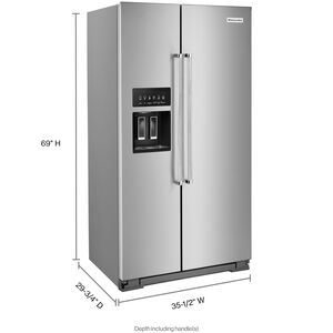 KitchenAid 36 in. 19.9 cu. ft. Counter Depth Side-by-Side Refrigerator With External Ice & Water Dispenser - Stainless Steel, Stainless Steel, hires