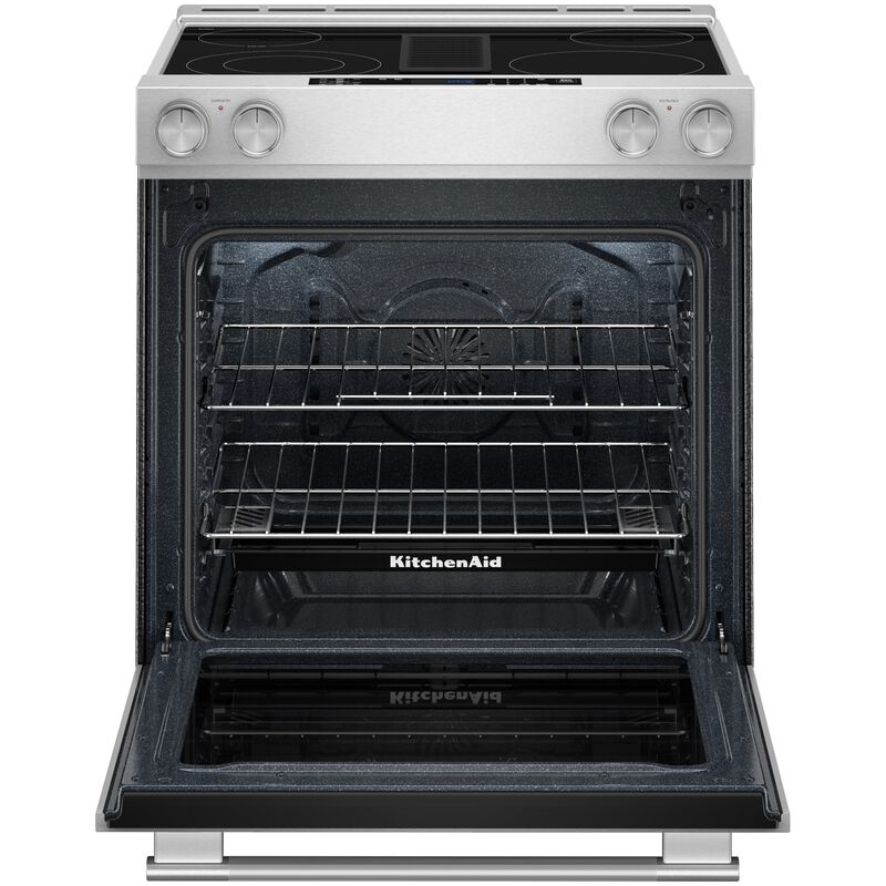 KitchenAid 30 in. 6.4 cu. ft. Air-Fry True European Convection Steam Slide-In Electric Range with Radiant Burners - Stainless Steel with PrintShield Finish, , hires
