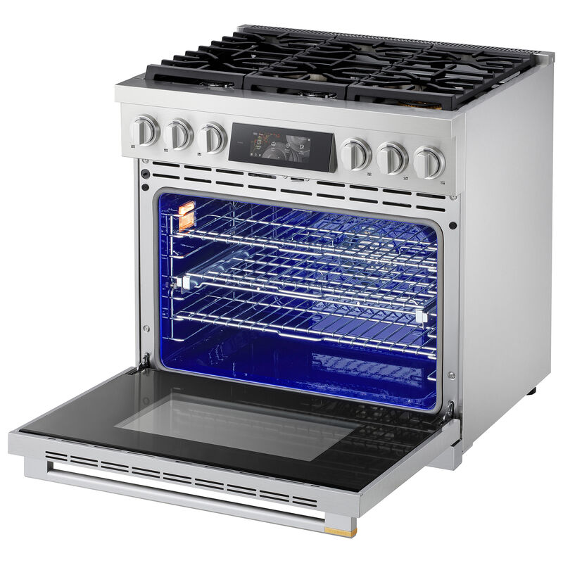 LG Signature 36 in. 6.3 cu. ft. Smart Air-Fry True European Convection Slide-In Gas Range with 6 Sealed Burners - Stainless Steel, , hires