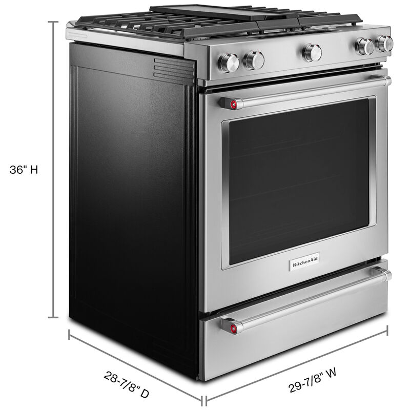 KitchenAid KFED500EBS 30-Inch 5 Burner Electric Double Oven Convection Range, Simon's Furniture