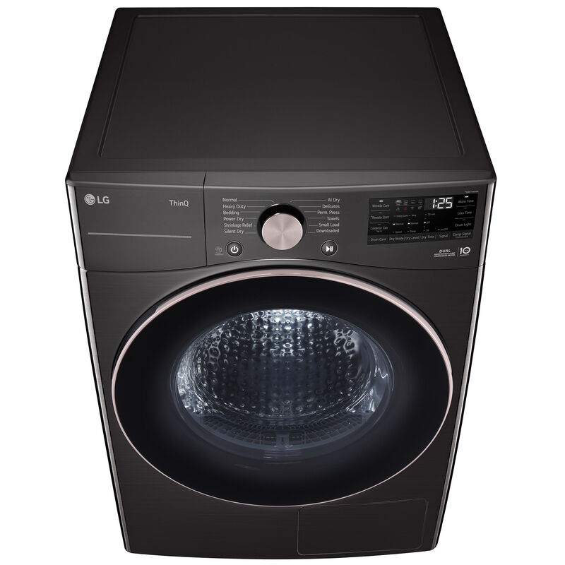 LG 27 in. 7.8 cu. ft. Smart Stackable Ventless Electric Dryer with Dual Inverter Heat Pump & AI Sensor Dry - Black Steel, , hires