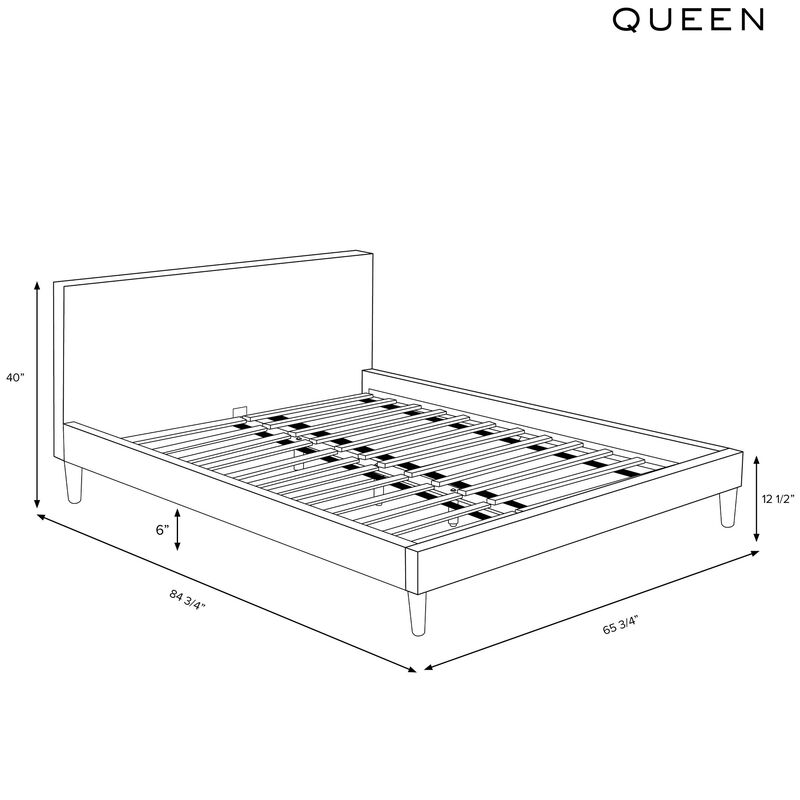 Skyline Furniture Linen Fabric Upholstered Queen Size Platform Bed - Talc, , hires