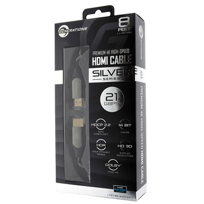 Generations 21.0 Gbps High Speed 8' Silver Series HDMI Cable | X4408