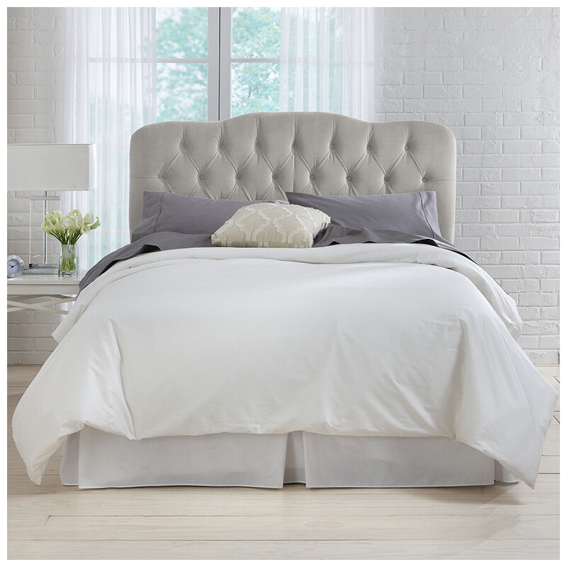 Skyline Furniture Tufted Velvet Fabric, Gray Tufted Velvet Headboard Queen Size Bed