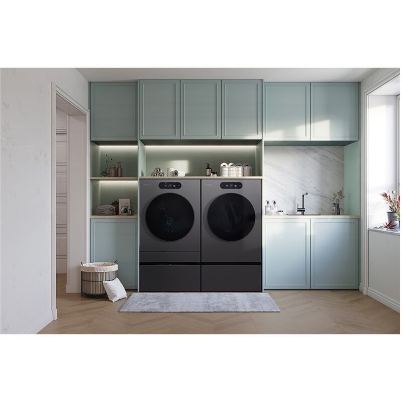 LG SIGNATURE 29 in. 9.0 cu. ft. Smart Stackable Gas Dryer with Built-In Intelligence, TurboSteam, AI Sensor Dry & Sanitize Cycle - Brushed Black Steel, , hires
