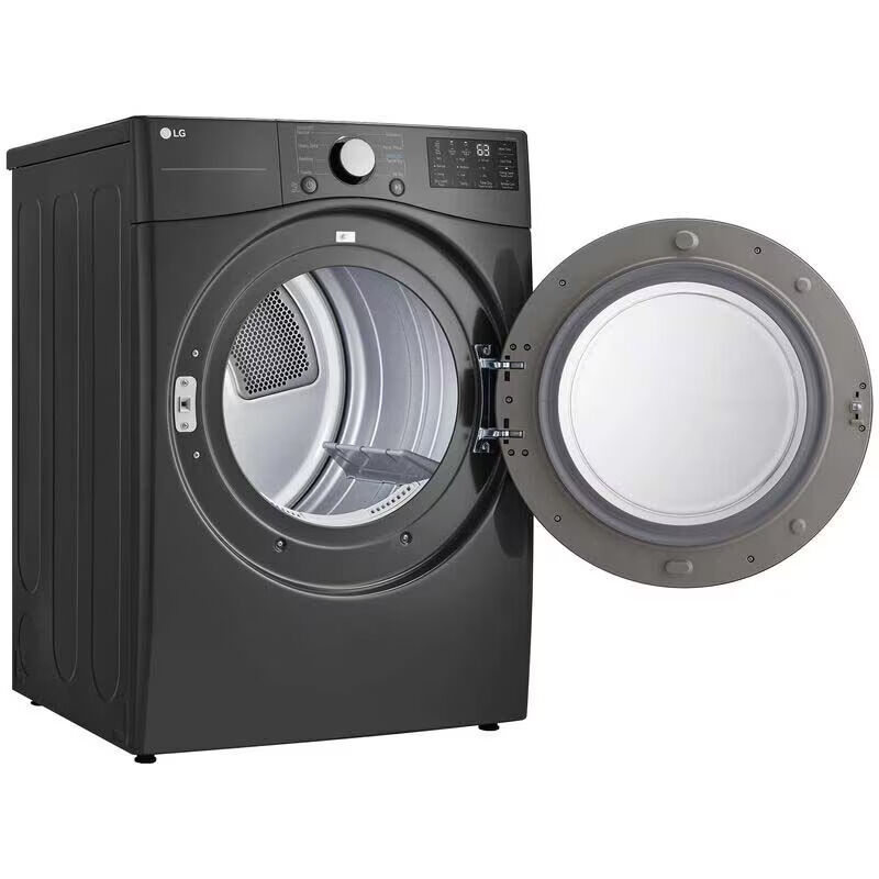 LG 27 in. 7.4 cu. ft. Stackable Gas Dryer with FlowSense Duct Clogging Indicator & Sensor Dry - Middle Black, Black, hires