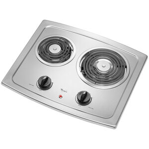 Whirlpool 21 in. 2-Burner Electric Cooktop with Power Burner - Stainless Steel, Stainless Steel, hires