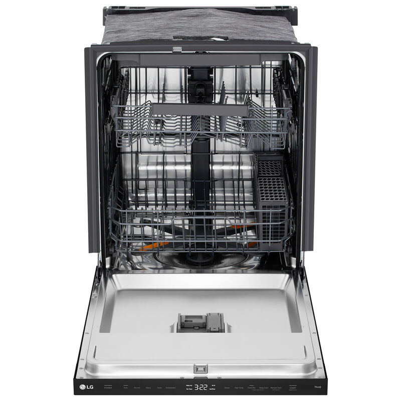 LG 24 in. Top Control Flush-Mount Smart Dishwasher with 46 dBA Sound Level, 3rd-Rack, AutoVent Dry & Pocket Handle - Black, , hires