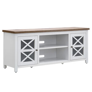 Hudson & Canal Colton 58" TV Stand - White With Grau Oak Top, , hires