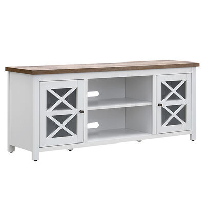 Hudson & Canal Colton 58" TV Stand - White With Grau Oak Top | TV1139
