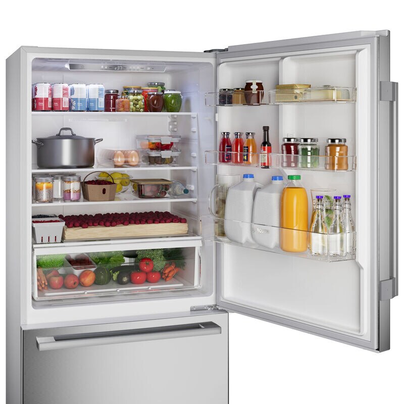 Bosch 100 Series 33 in. 17.2 cu. ft Counter Depth Bottom Freezer Refrigerator with Ice Maker - Stainless Steel, , hires