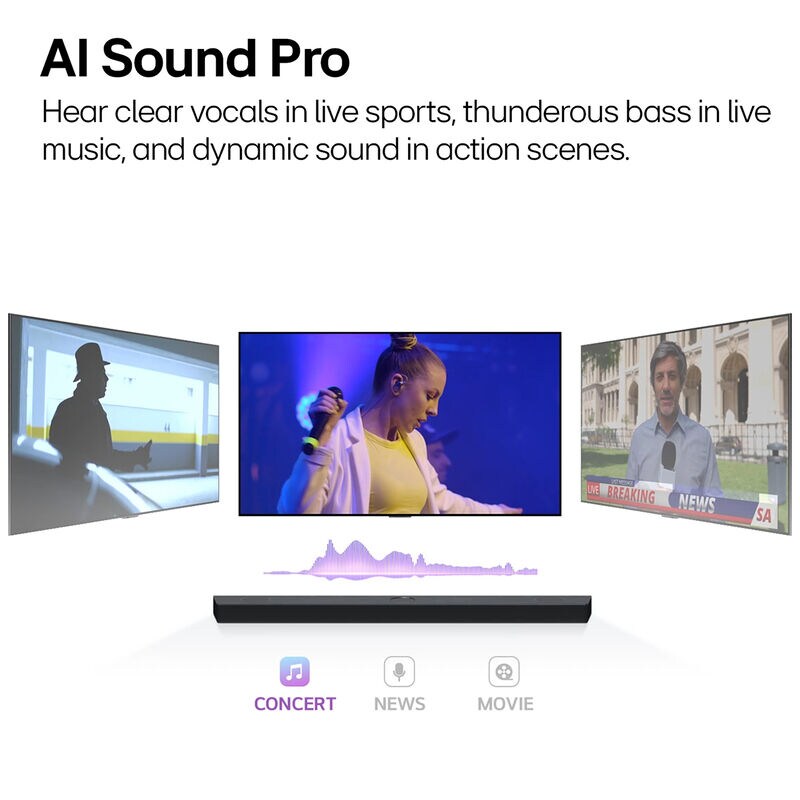 LG 2.1 Channel Bluetooth Soundbar with Wireless Subwoofer - Black, , hires
