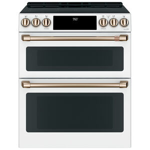 Cafe 30 in. 6.7 cu. ft. Smart Convection Double Oven Slide-In Electric Range with 5 Induction Zones - Matte White, Matte White, hires