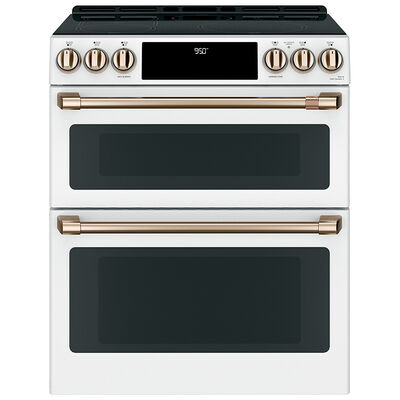 Cafe 30 in. 6.7 cu. ft. Smart Convection Double Oven Slide-In Electric Range with 5 Induction Zones - Matte White | CHS950P4MW2