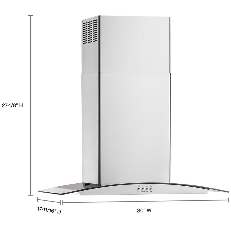 Whirlpool 30 in. Convertible Chimney Style Range Hood with 400 CFM, 3 Fan Speeds & 2 LED Lights - Stainless Steel, , hires