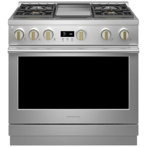 Monogram Statement Series 36 in. 6.2 cu. ft. Smart Standard Convection Gas Range with 4 Sealed Burners & Griddle - Stainless Steel, , hires