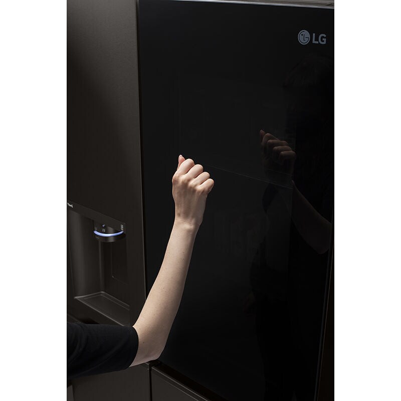LG InstaView36 in. 27.1 cu. ft. Smart Side by Side Refrigerator with Ice & Water Dispenser - PrintProof Black Stainless Steel, PrintProof Black Stainless Steel, hires