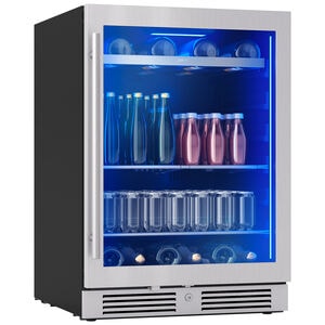Zephyr Presrv Series 24 in. Built-In/Freestanding 5.6 cu. ft. Compact Beverage Center with Adjustable Shelves & Digital Control - Stainless Steel, , hires