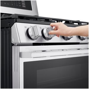 LG 30 in. 6.9 cu. ft. Smart Air-Fry True European Convection Double Oven Slide-In Gas Range with 5 Sealed Burners - Stainless Steel, , hires