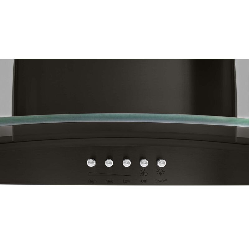 Whirlpool 36 in. Convertible Chimney Style Range Hood with 400 CFM, 3 Fan Speeds & 2 LED Lights - Black Stainless, , hires