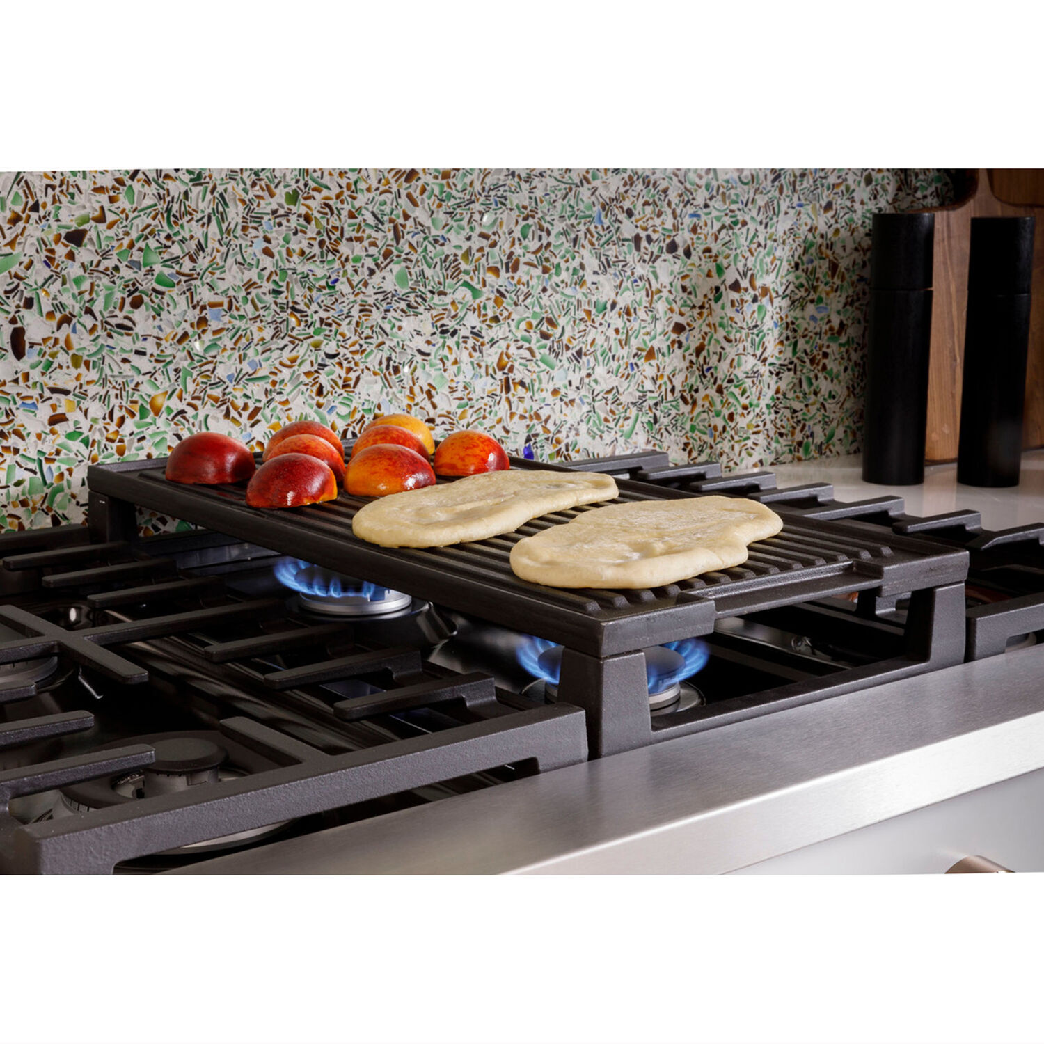 Cafe 48 in. 6-Burner Natural Gas Rangetop with Griddle, Simmer