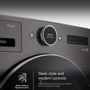 LG 27 in. 5.0 cu. ft. Front Loading Smart Washer with 25 Wash Programs, 19 Wash Options, Sanitize Cycle, Steam Wash & Self Clean - Black Steel, , hires