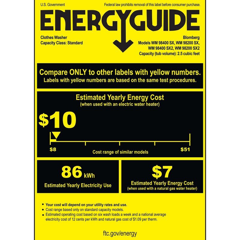 Blomberg 24 in. 2.5 cu. ft. Stackable Front Load Washer White P.C