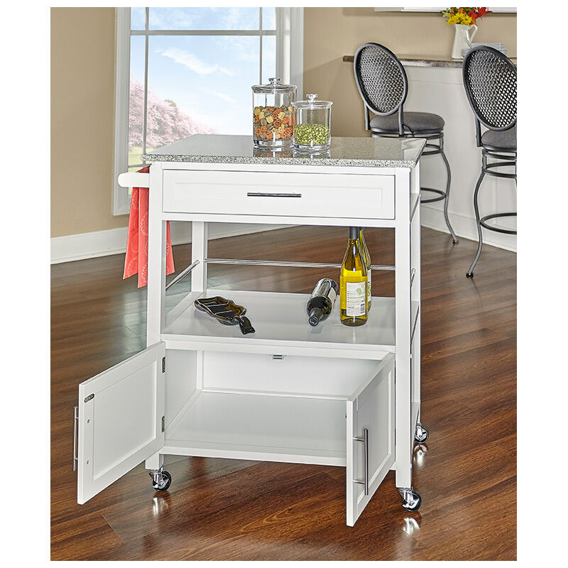 Madison Kitchen Cart with Granite Top-White, , hires