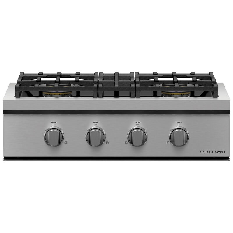 Fisher Paykel Pro Series 9 30 in. 4-Burner Natural Gas Rangetop with Simmer Burner & Power Burner - Stainless Steel, , hires