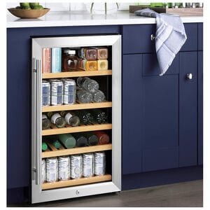 GE 19 in. 4.1 cu. ft. Freestanding Beverage Center with Adjustable Shelves & Digital Control - Stainless Steel, , hires