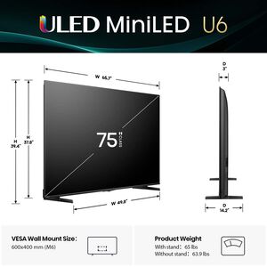 Hisense - 75" Class U6 Series ULED Mini-LED 4K UHD Smart Fire Tv, , hires