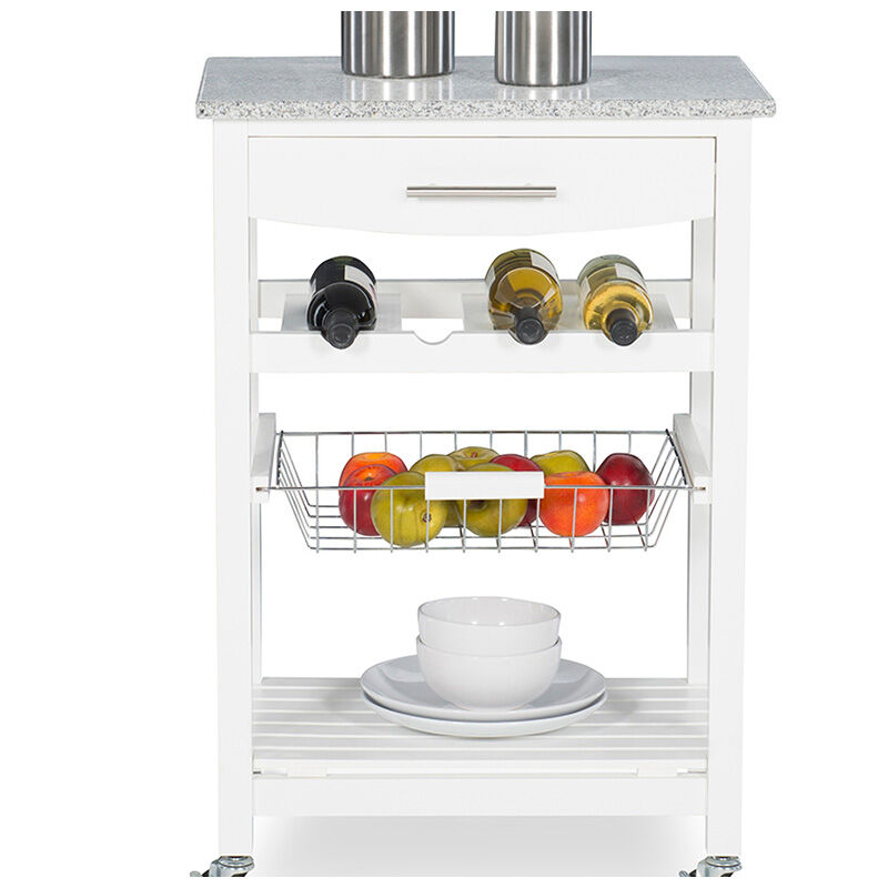 Cullen Kitchen Cart with Granite Top-White, , hires