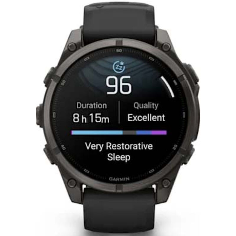 Garmin fenix 9 47 mm, AMOLED Smart Watch - Carbon Gray DLC Titanium with Black Silicone Band, , hires