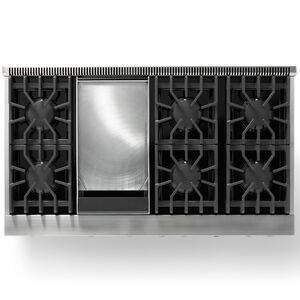 Viking 5 Series 48 in. 6.1 cu. ft. Standard Convection Double Oven Gas Range with 6 Sealed Burners & Griddle - Stainless Steel, , hires